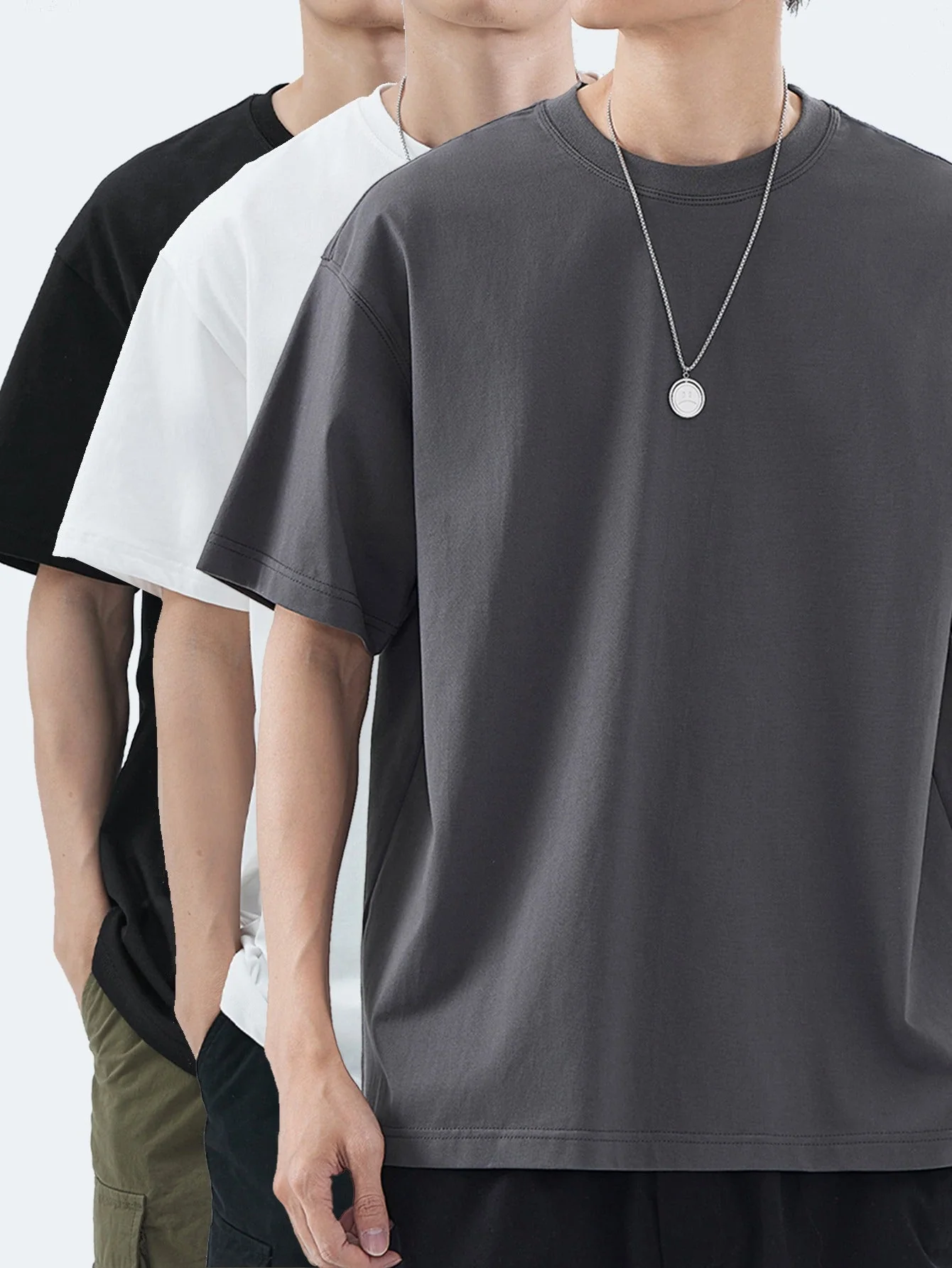 T-shirt basique style décontracté pour homme - polyvalent, tendance, usage quotidien - Image 4