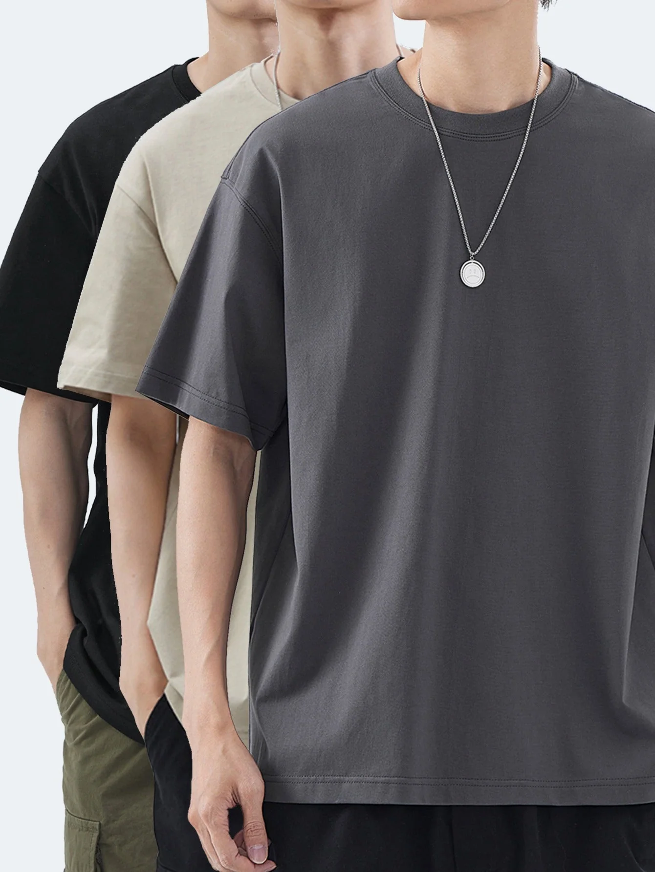 T-shirt basique style décontracté pour homme - polyvalent, tendance, usage quotidien - Image 5