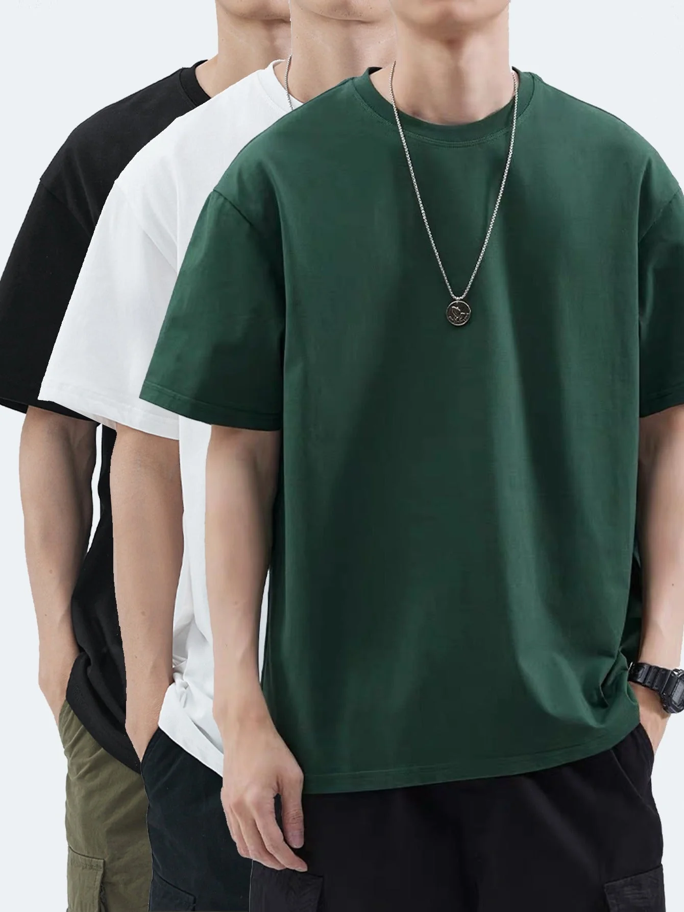 T-shirt basique style décontracté pour homme - polyvalent, tendance, usage quotidien - Image 7