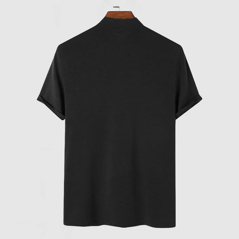 T-shirt à col montant tendance pour homme – Style moderne et ajusté, idéal pour un look urbain ou élégant - Image 3