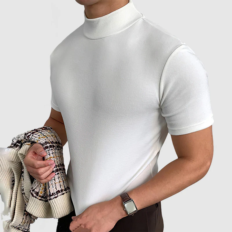 T-shirt à col montant tendance pour homme – Style moderne et ajusté, idéal pour un look urbain ou élégant - Image 4