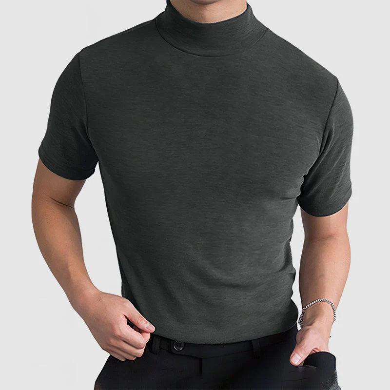 T-shirt à col montant tendance pour homme – Style moderne et ajusté, idéal pour un look urbain ou élégant - Image 6