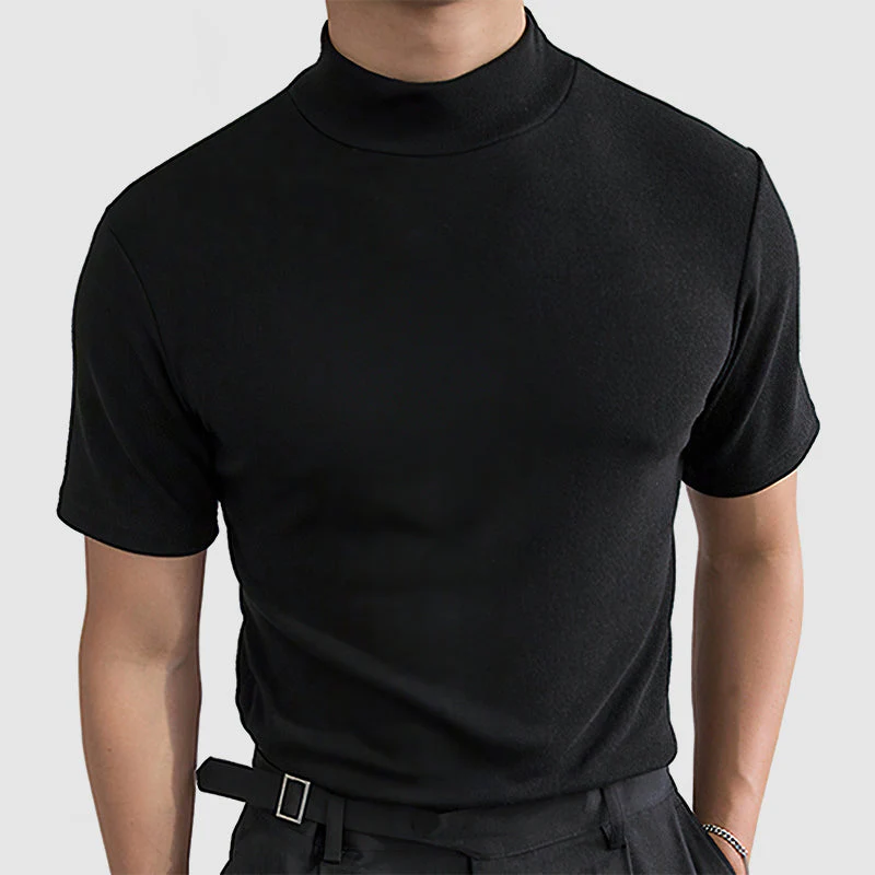 T-shirt à col montant tendance pour homme – Style moderne et ajusté, idéal pour un look urbain ou élégant - Image 7