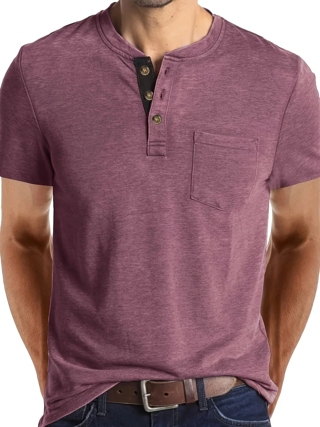 T-shirt à col tunisien décontracté pour homme – Style moderne pour usage quotidien - Image 10