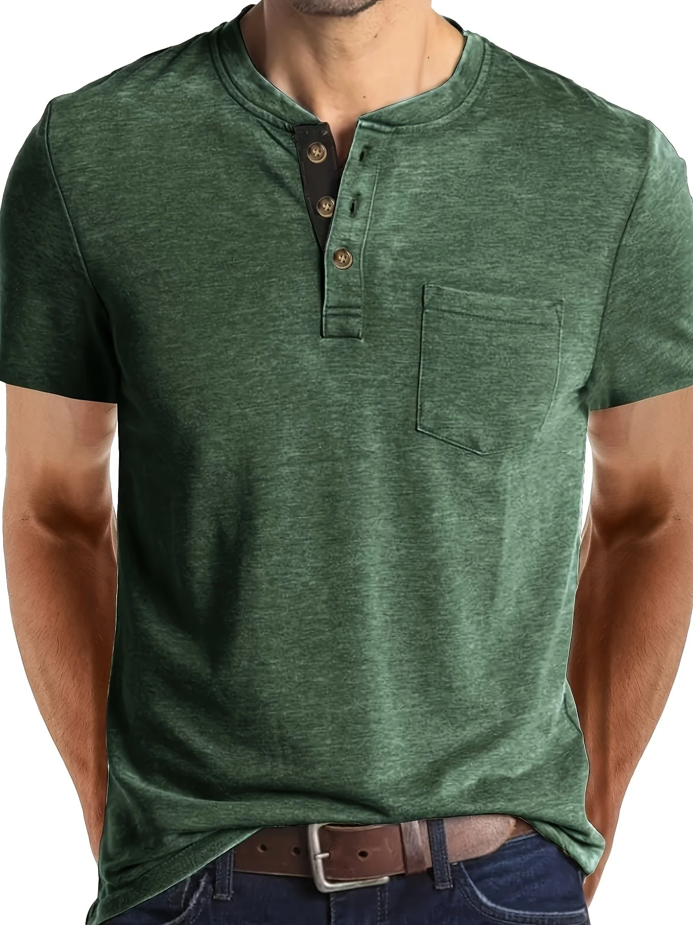 T-shirt à col tunisien décontracté pour homme – Style moderne pour usage quotidien - Image 3