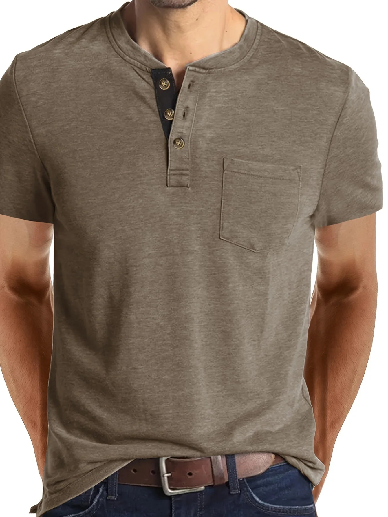 T-shirt à col tunisien décontracté pour homme – Style moderne pour usage quotidien - Image 5