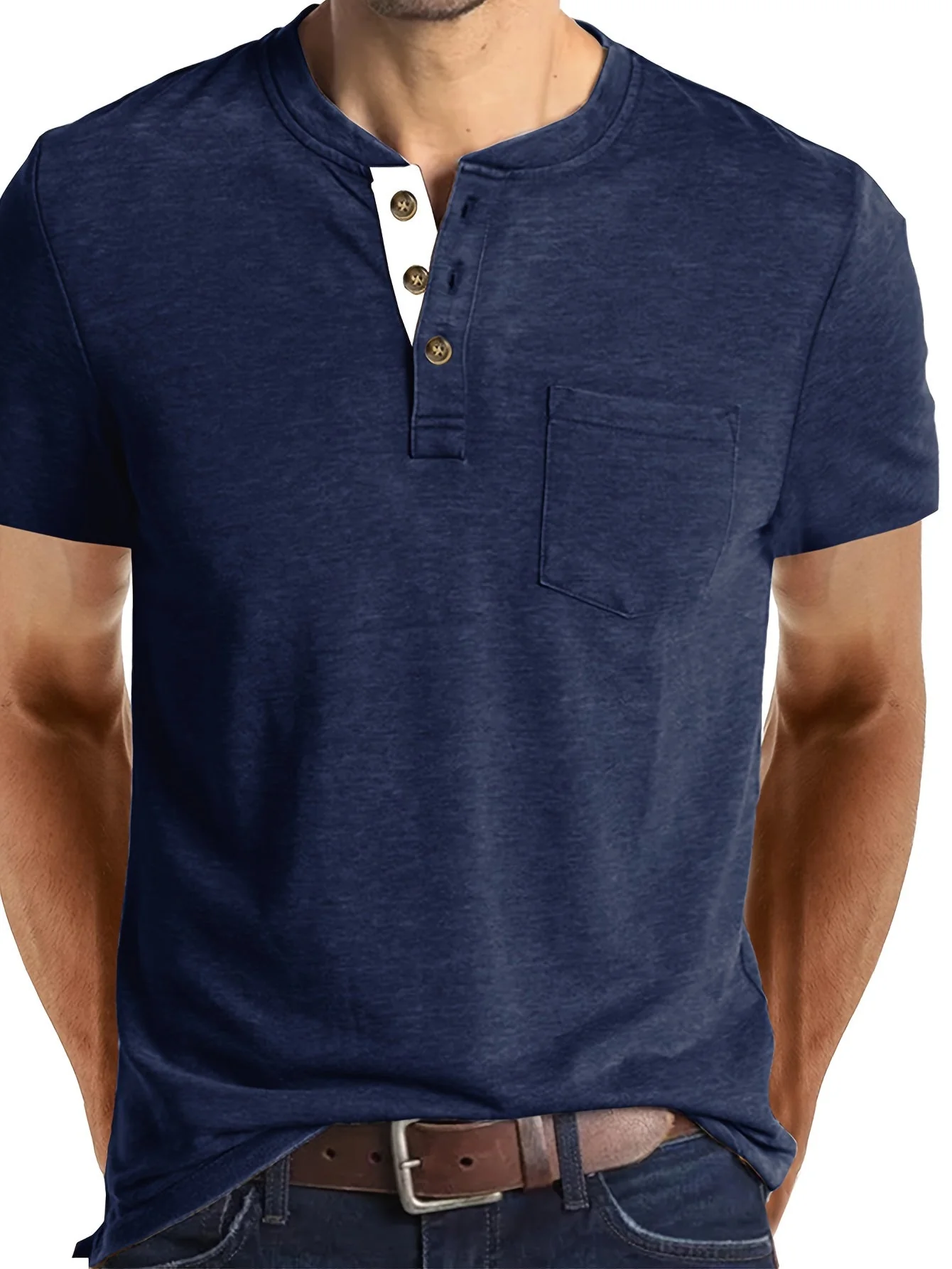 T-shirt à col tunisien décontracté pour homme – Style moderne pour usage quotidien - Image 6