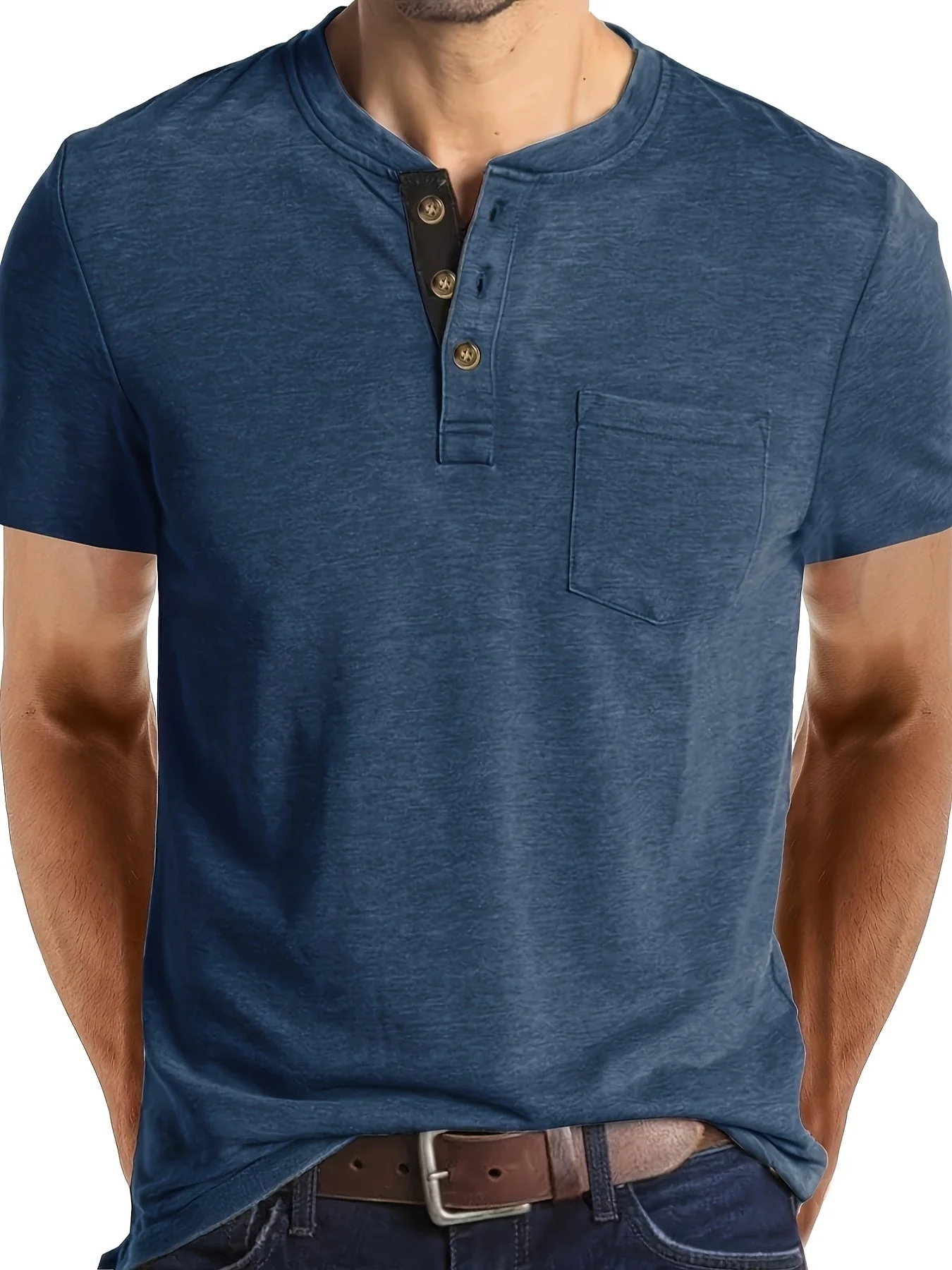 T-shirt à col tunisien décontracté pour homme – Style moderne pour usage quotidien - Image 7