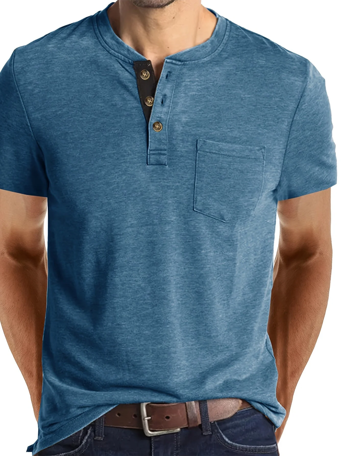 T-shirt à col tunisien décontracté pour homme – Style moderne pour usage quotidien - Image 8
