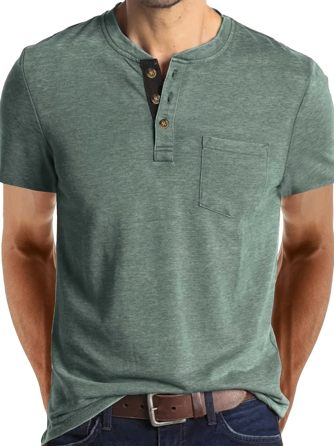 T-shirt à col tunisien décontracté pour homme – Style moderne pour usage quotidien - Image 9