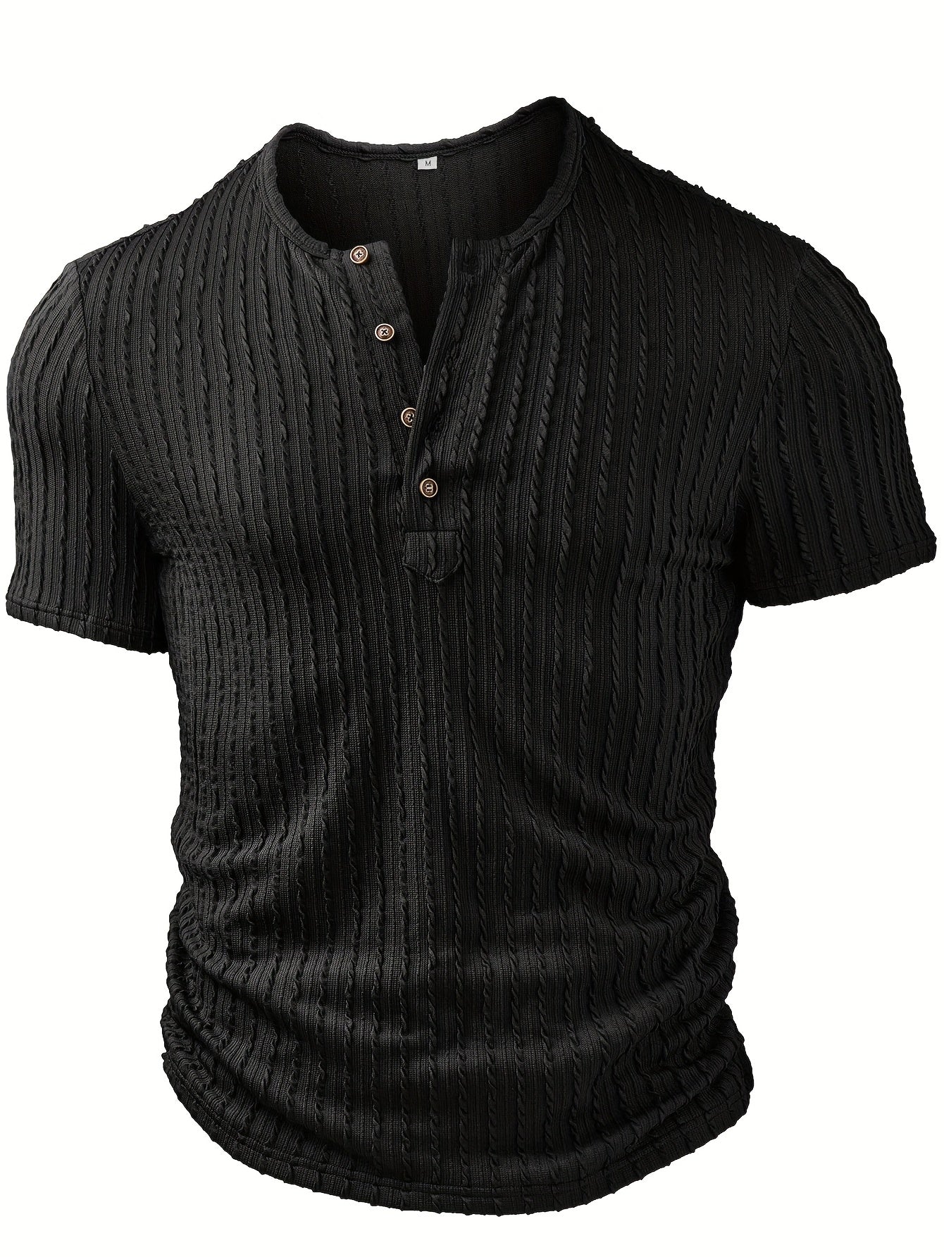 T-shirt décontracté à boutons col rond pour homme – Style estival tendance - Image 2