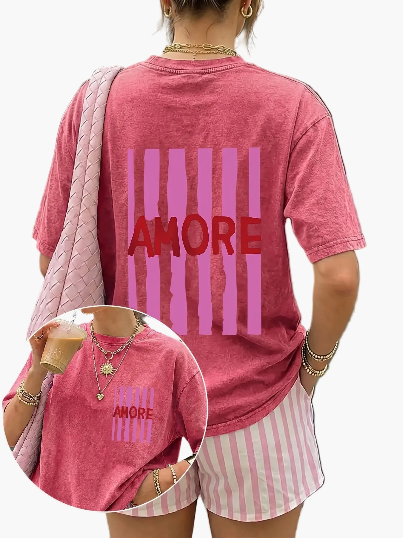 T-shirt décontracté pour femme avec imprimé "AMORE" style streetwear tendance - Image 4