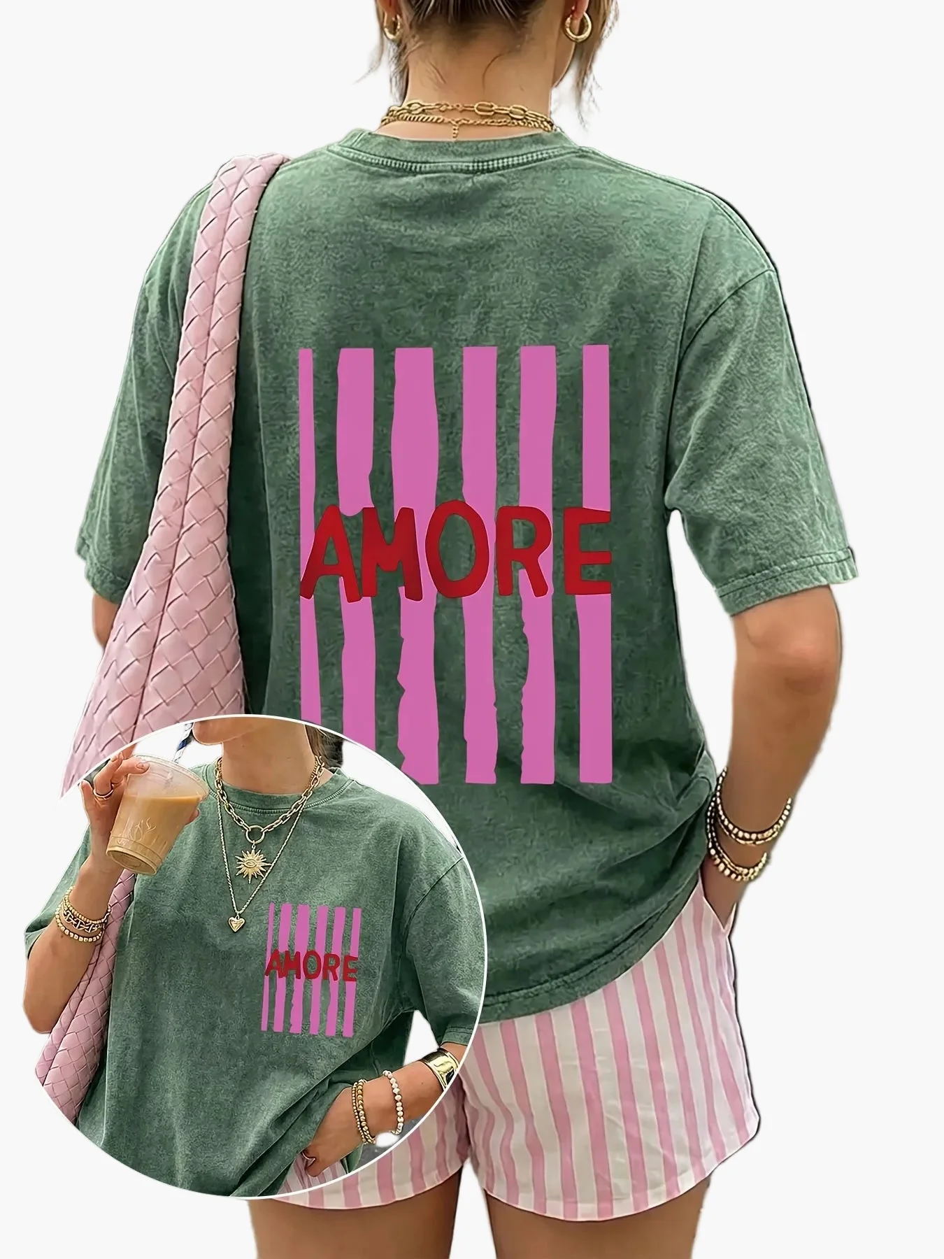 T-shirt décontracté pour femme avec imprimé "AMORE" style streetwear tendance - Image 6