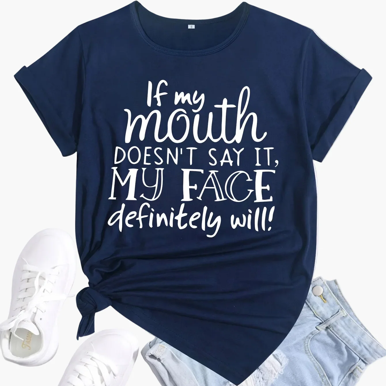 T-shirt décontracté femme à message humoristique – Idéal pour l'été, style tendance - Image 14