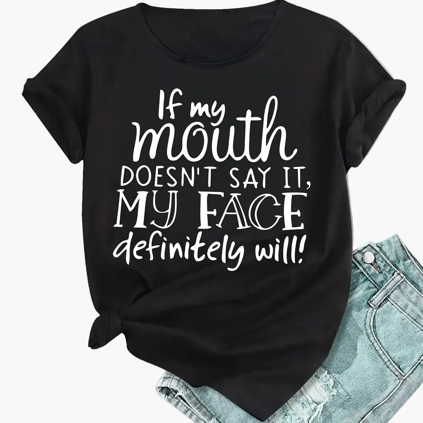 T-shirt décontracté femme à message humoristique – Idéal pour l'été, style tendance - Image 15