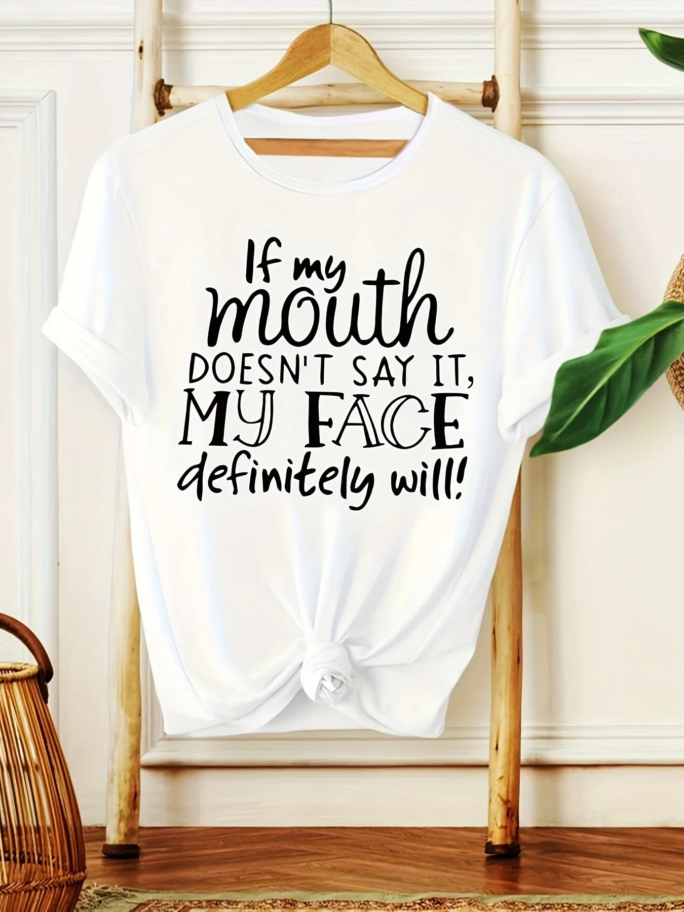 T-shirt décontracté femme à message humoristique – Idéal pour l'été, style tendance - Image 5