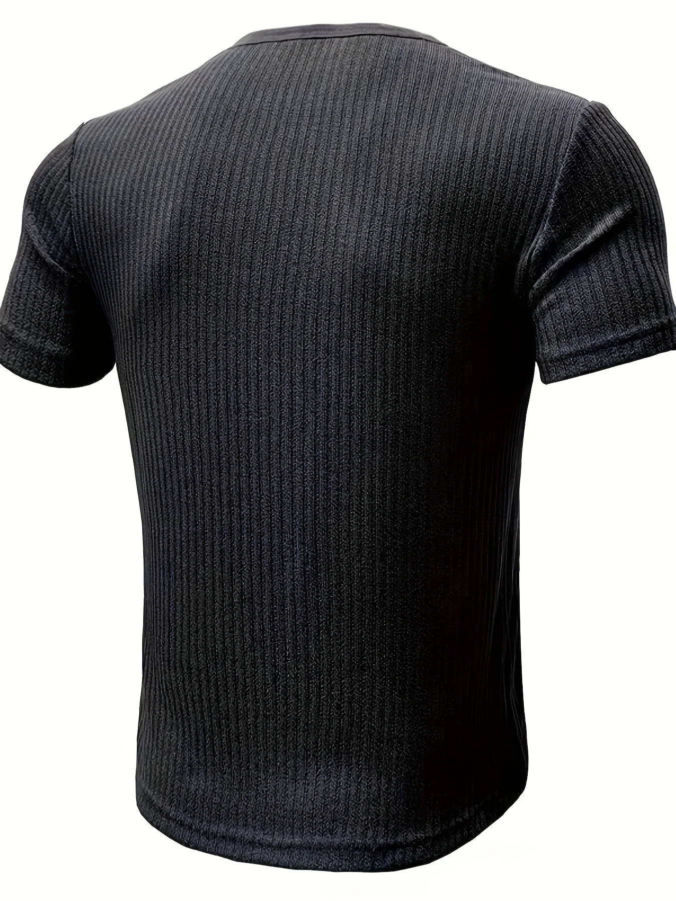 T-shirt Décontracté à Manches Courtes pour Homme Style Henley Boutonné Rayé - Image 10