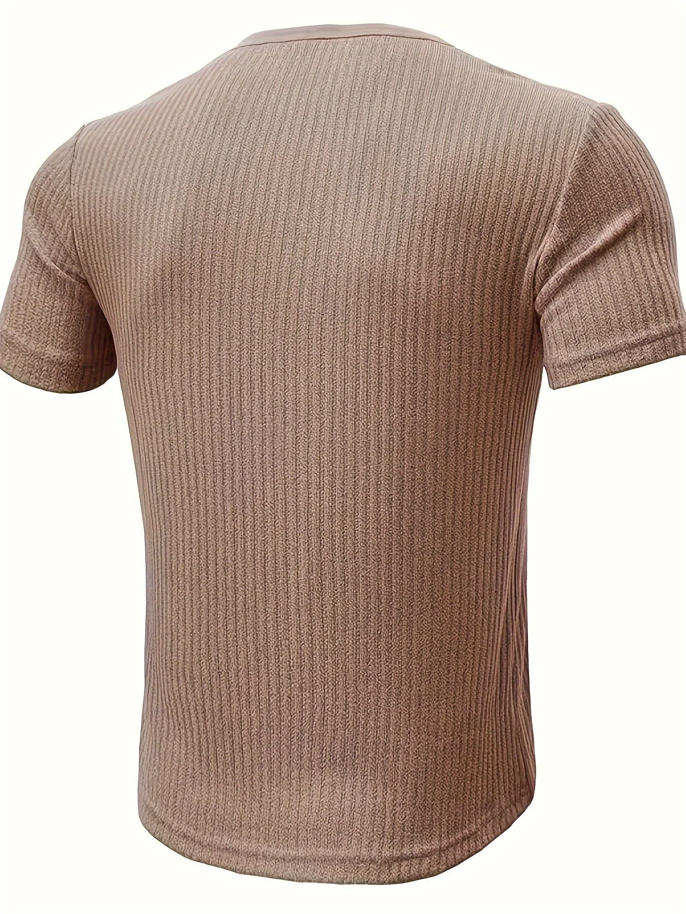 T-shirt Décontracté à Manches Courtes pour Homme Style Henley Boutonné Rayé - Image 6