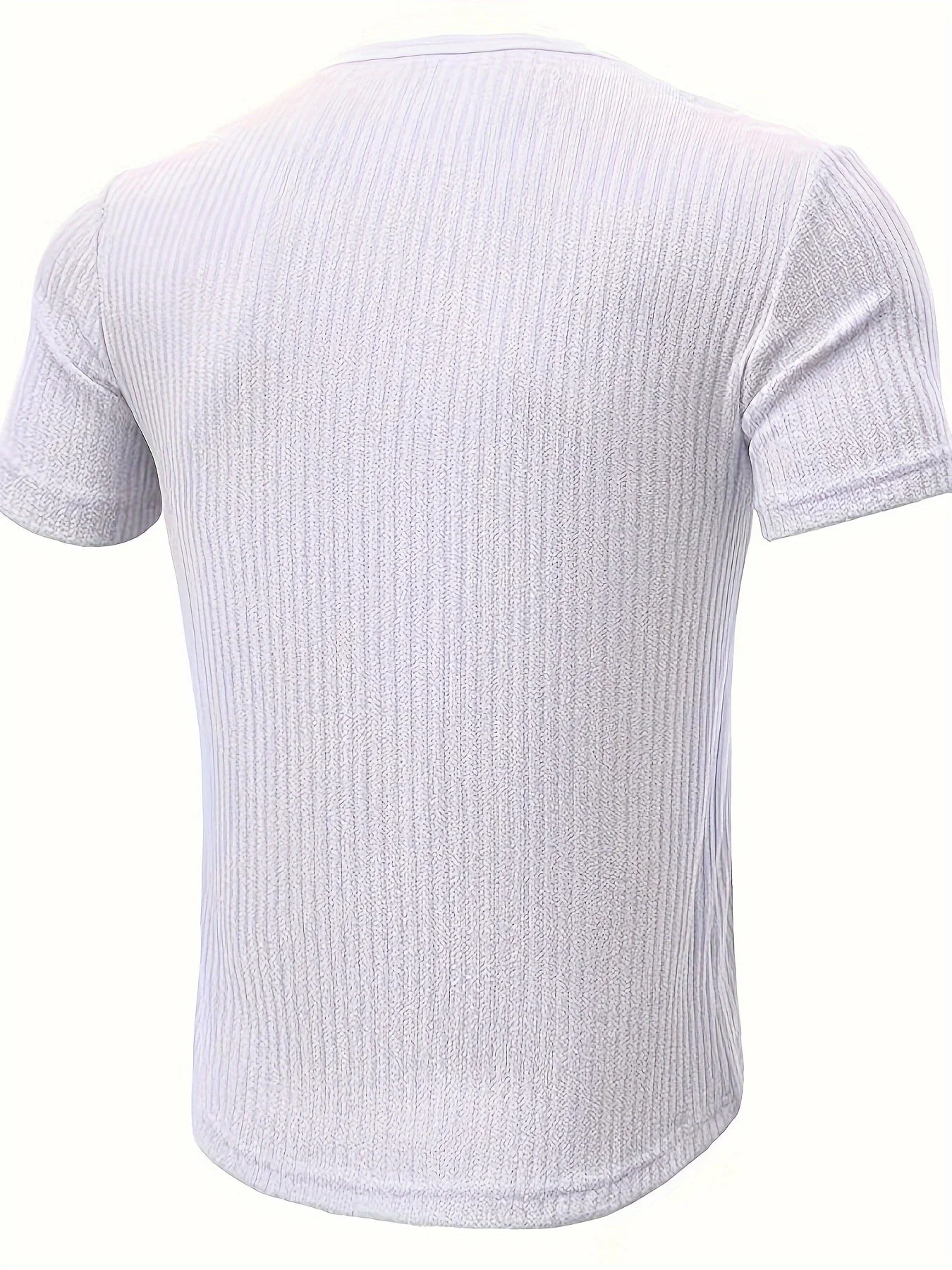 T-shirt Décontracté à Manches Courtes pour Homme Style Henley Boutonné Rayé - Image 7