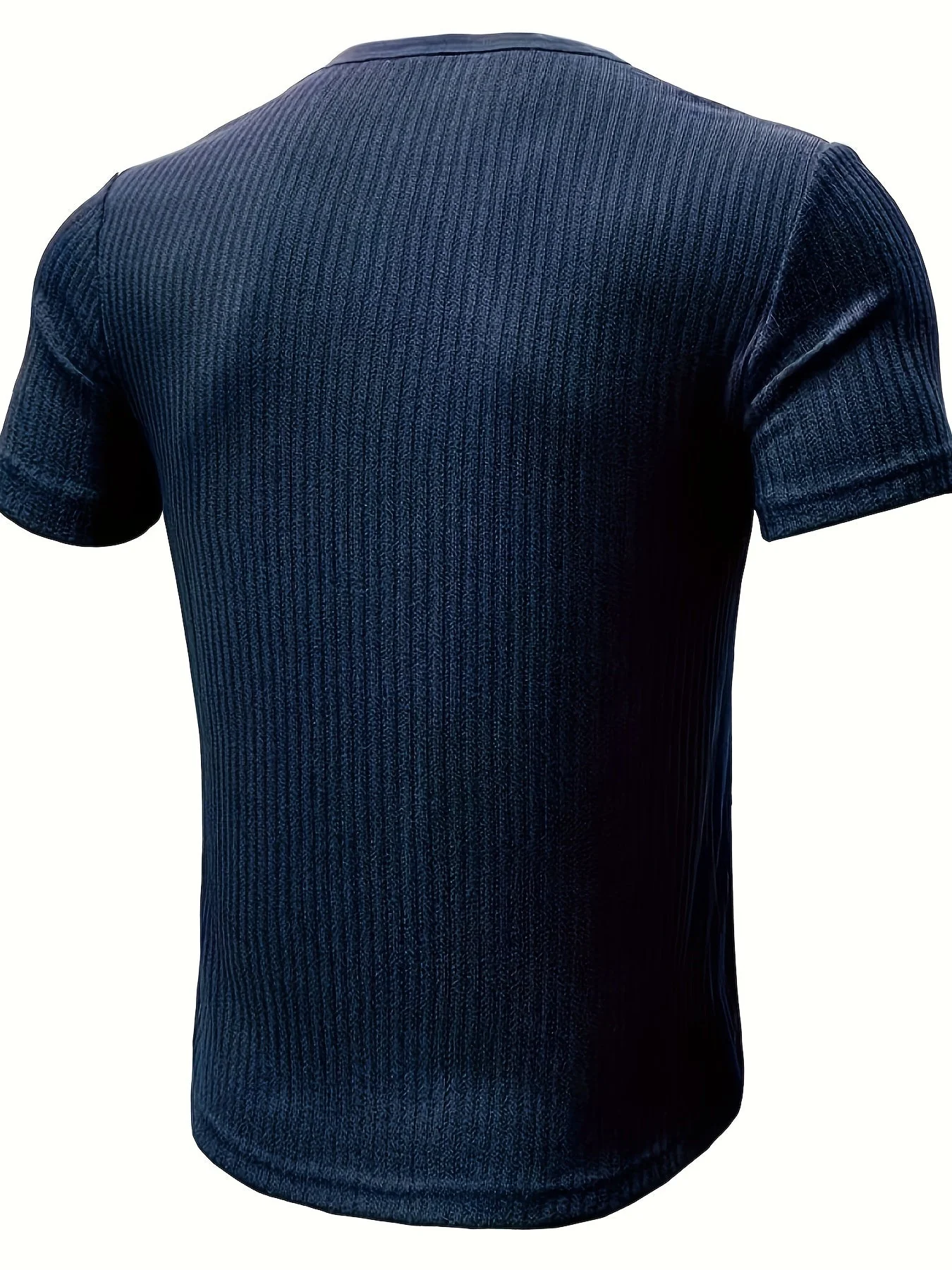 T-shirt Décontracté à Manches Courtes pour Homme Style Henley Boutonné Rayé - Image 9