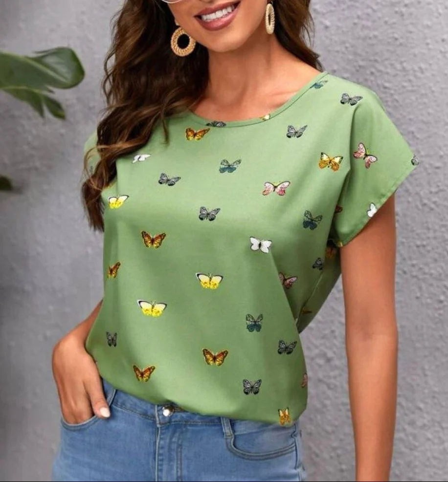 T-shirt décontracté papillons pour femme – style estival tendance - Image 4