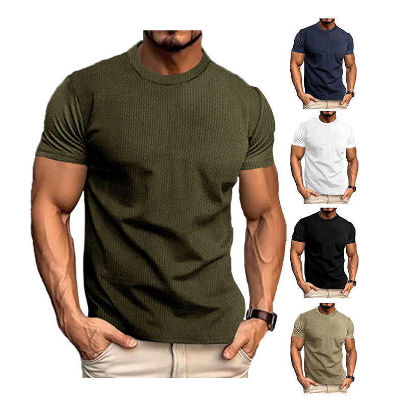 T-shirt décontracté texturé pour homme coupe ajustée style urbain - Image 3