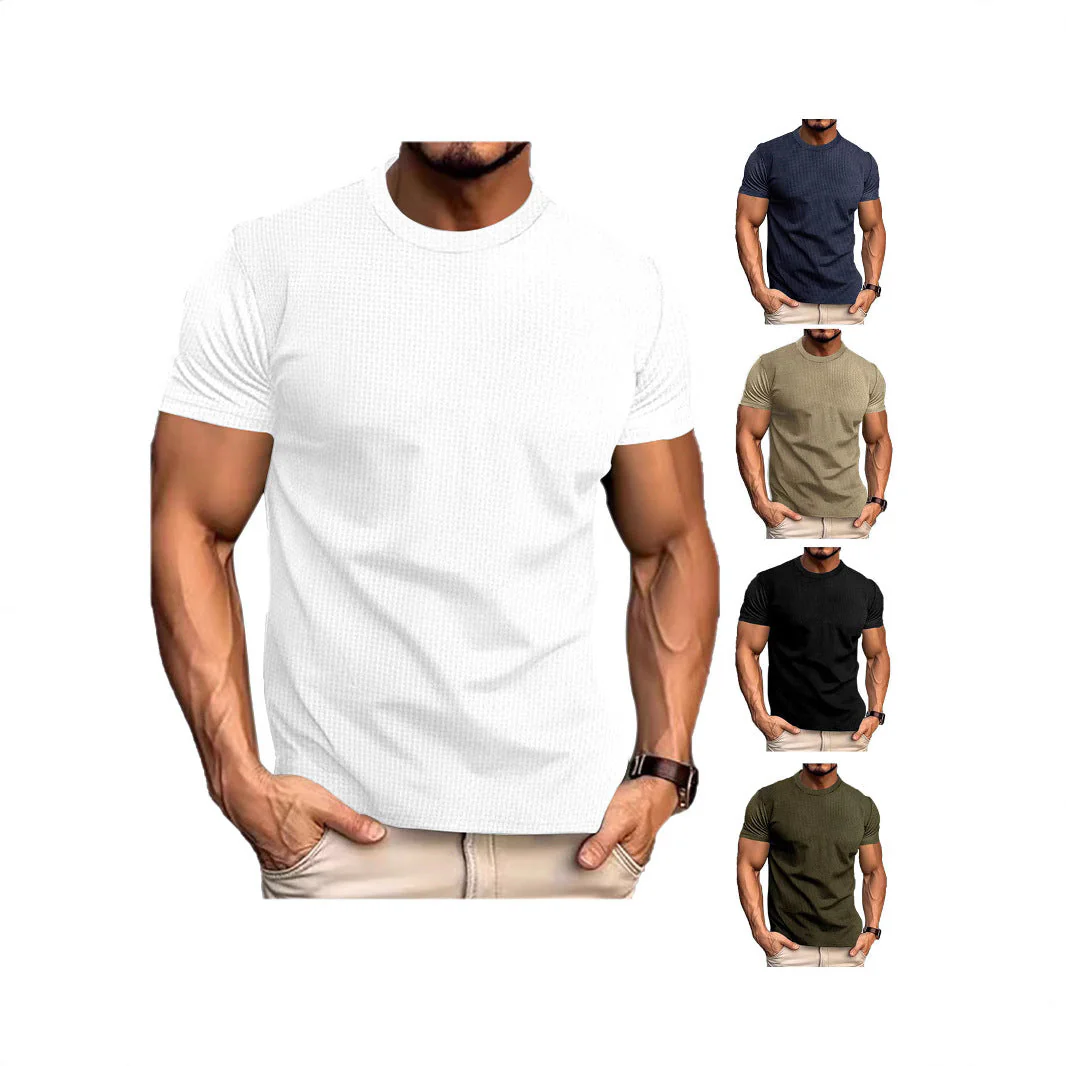 T-shirt décontracté texturé pour homme coupe ajustée style urbain - Image 4