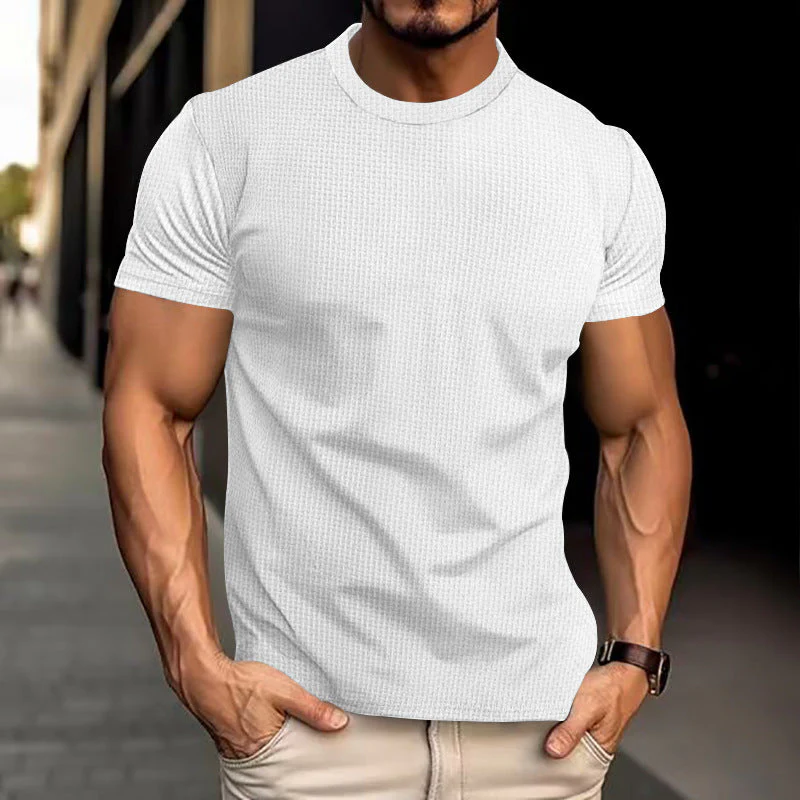 T-shirt décontracté texturé pour homme coupe ajustée style urbain - Image 5