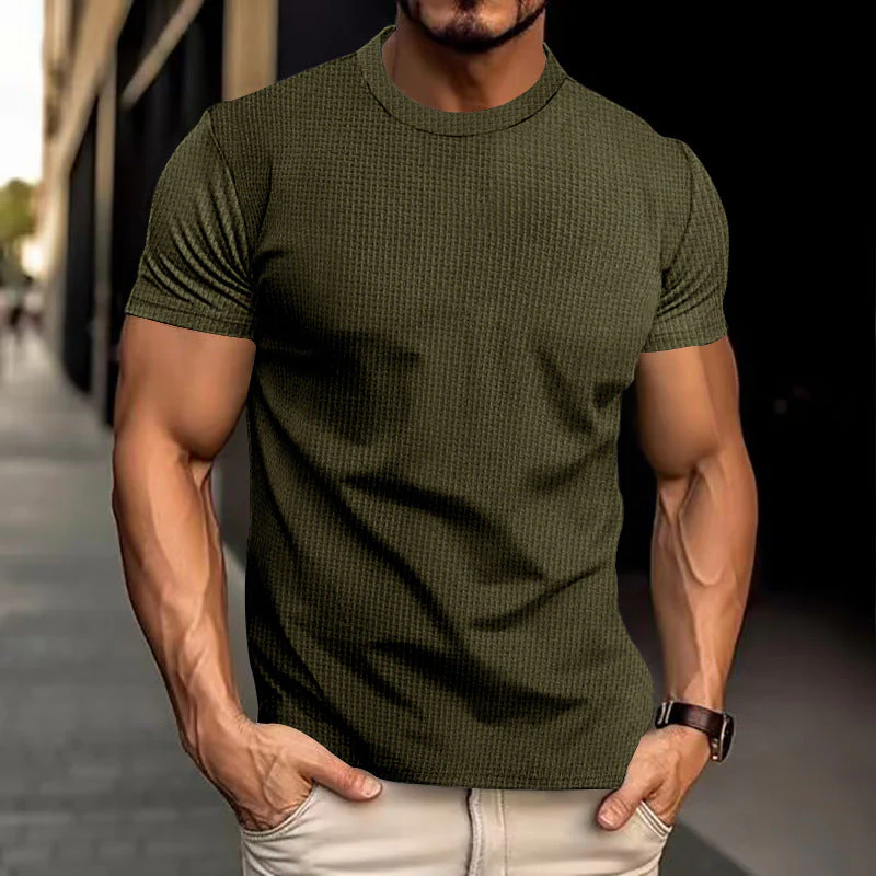 T-shirt décontracté texturé pour homme coupe ajustée style urbain - Image 7