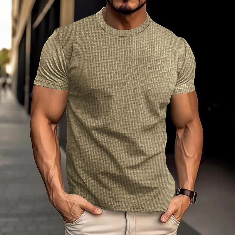 T-shirt décontracté texturé pour homme coupe ajustée style urbain - Image 8