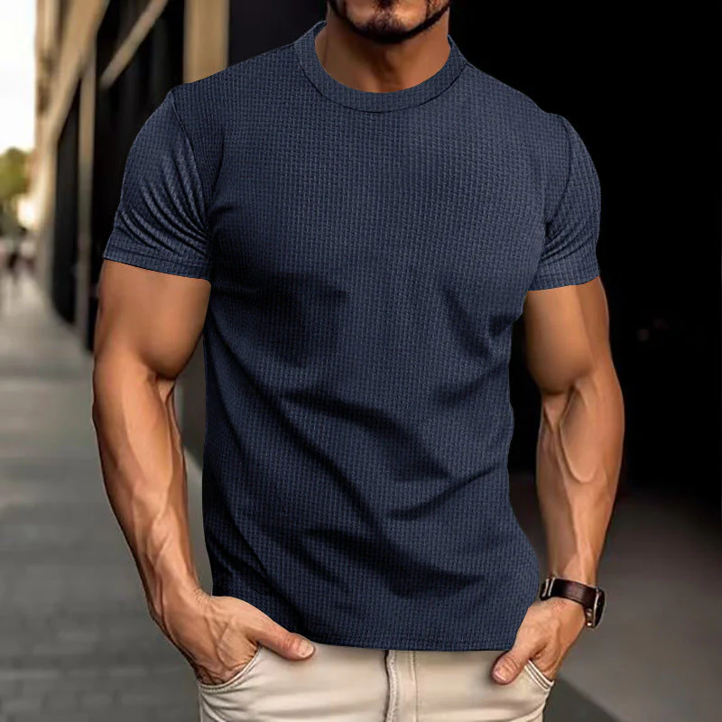 T-shirt décontracté texturé pour homme coupe ajustée style urbain - Image 9