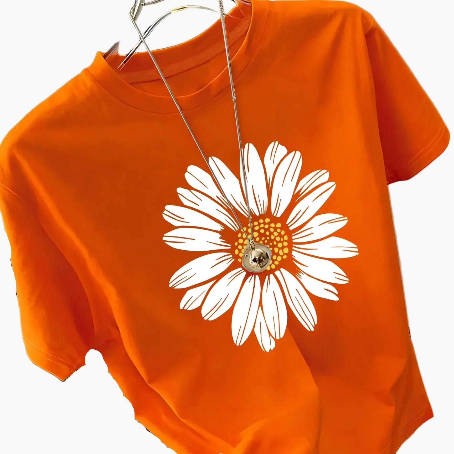 T-shirt femme décontracté motif marguerite pour look estival et tendance - Image 17