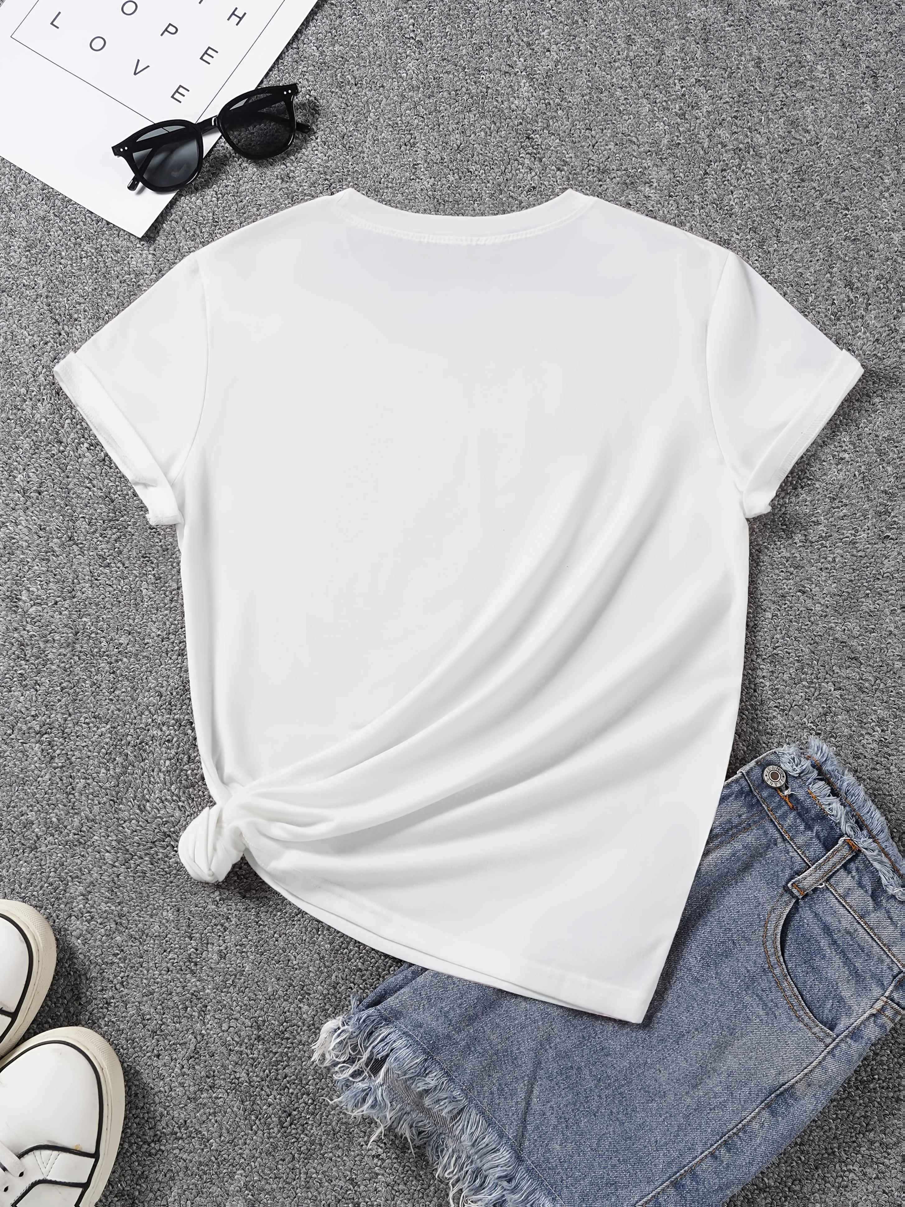 T-shirt femme style casual motif tournesol et papillons, imprimé tendance pour le printemps-été - Image 9