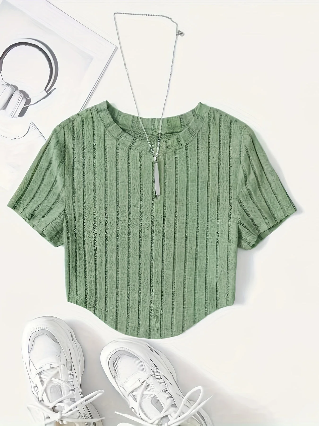 T-shirt Femme Style Décontracté à Manches Courtes Col Rond – Idéal pour l'Été et les Loisirs - Image 3