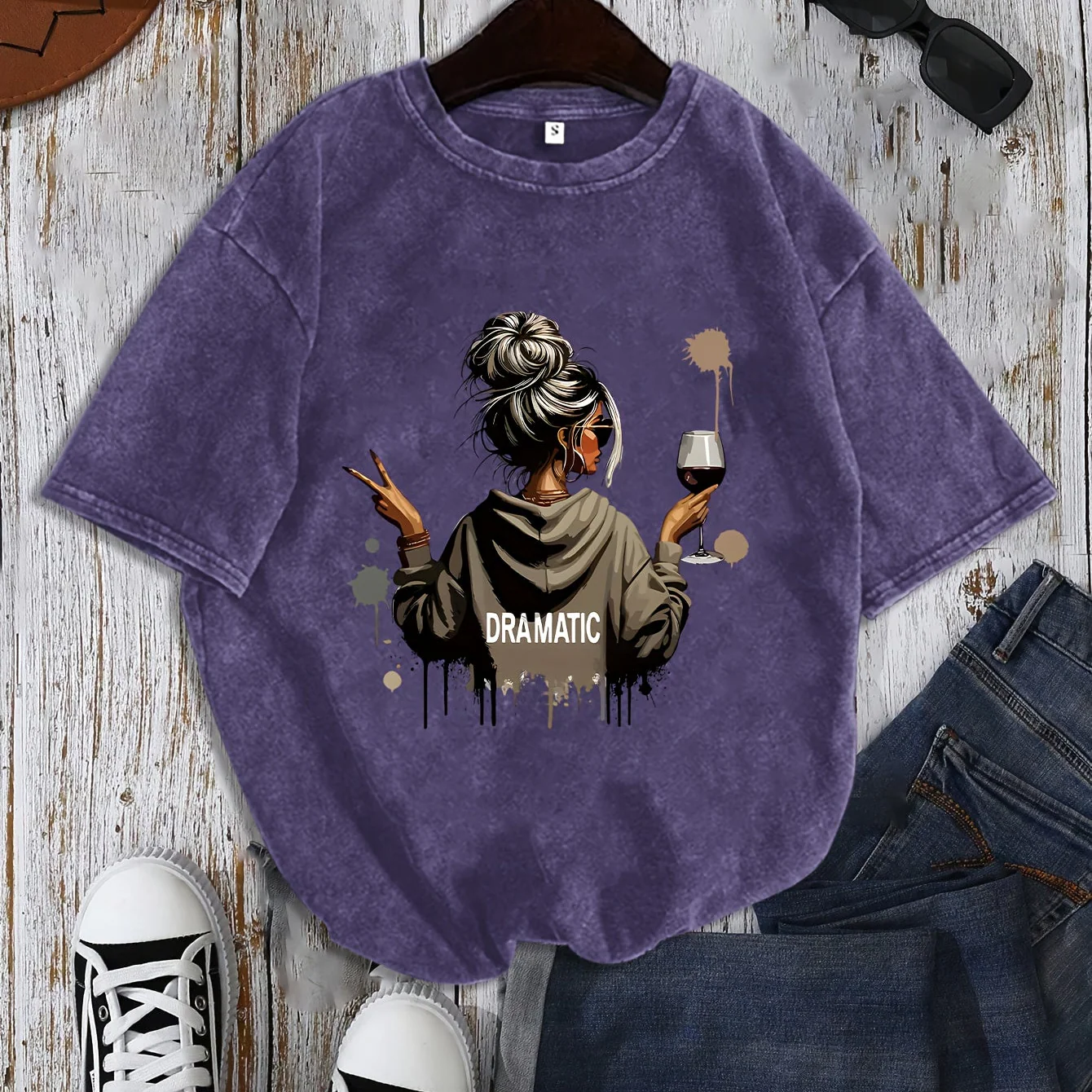 T-shirt Femme Style Décontracté Motif Dramatique avec Illustration Moderne - Image 8