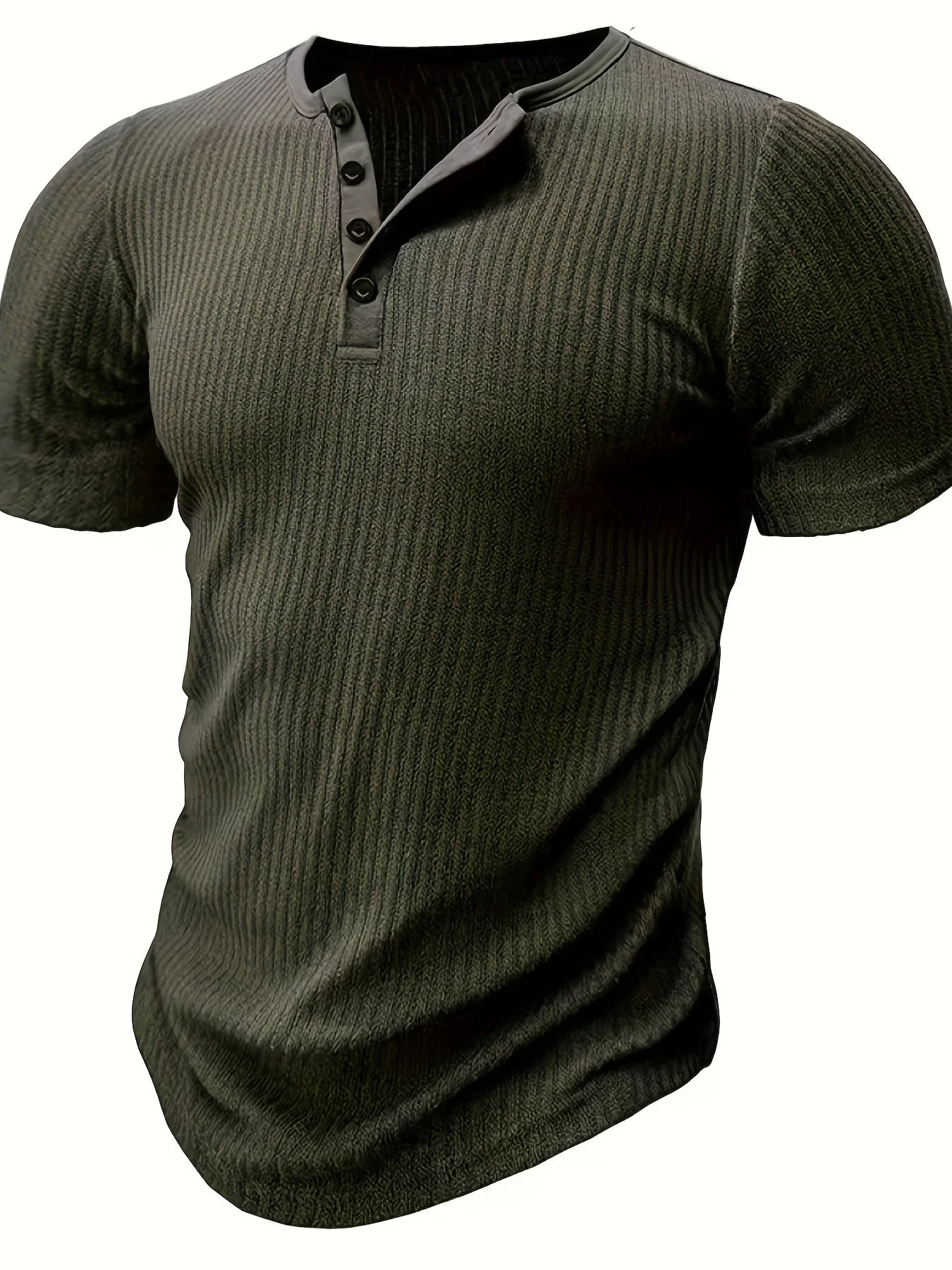 T-shirt henley à rayures décontracté pour homme – Idéal pour l'été et les loisirs - Image 4