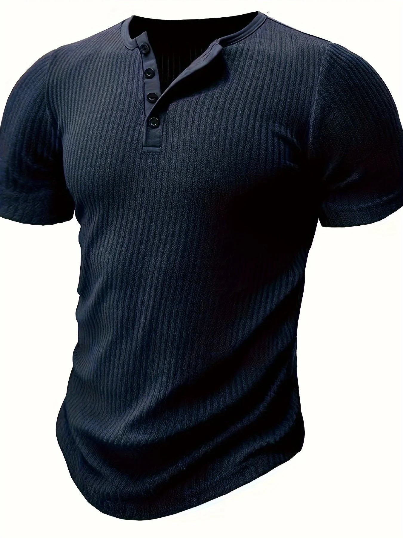 T-shirt henley à rayures décontracté pour homme – Idéal pour l'été et les loisirs - Image 5