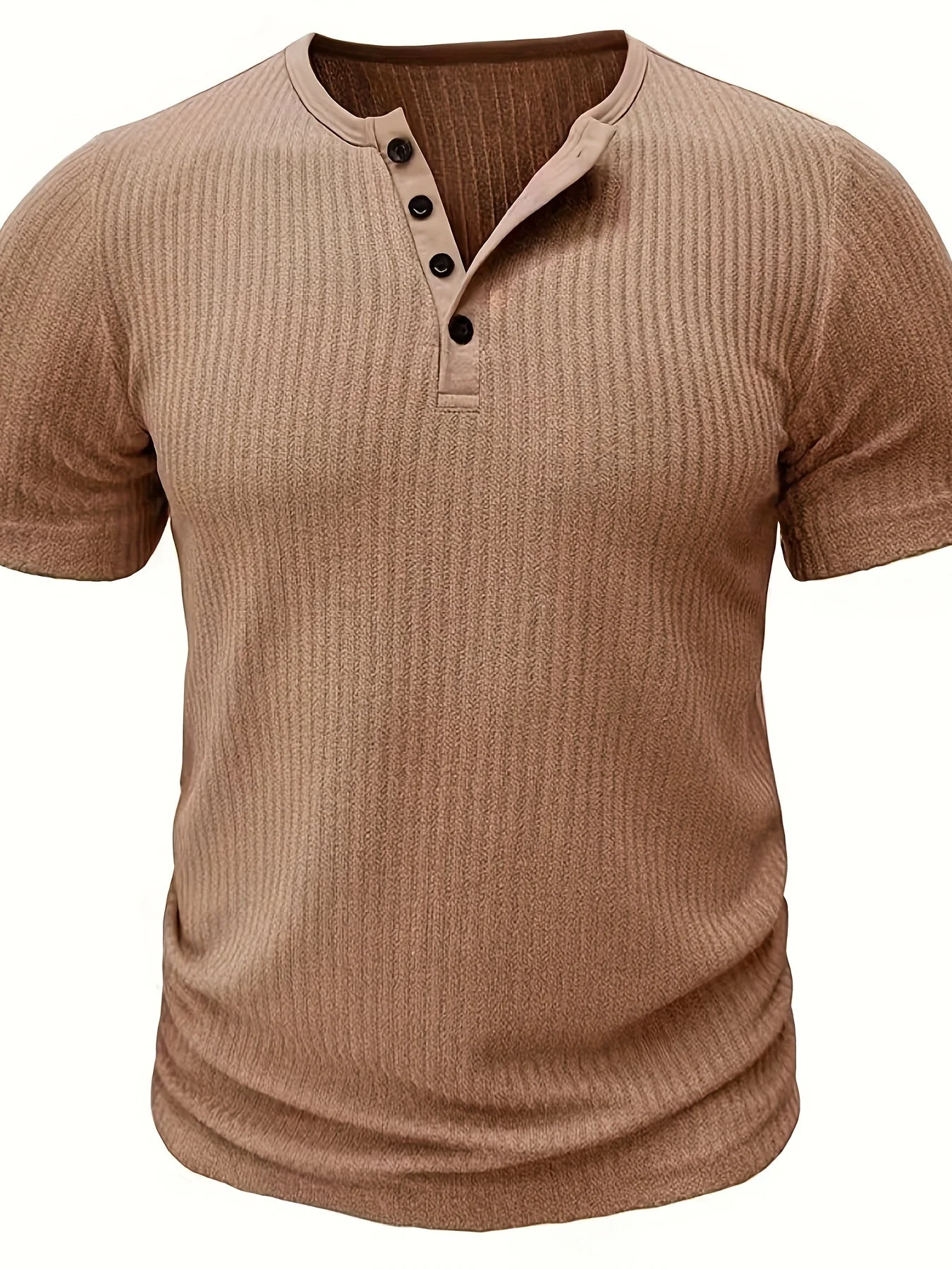 T-shirt henley à rayures décontracté pour homme – Idéal pour l'été et les loisirs - Image 7