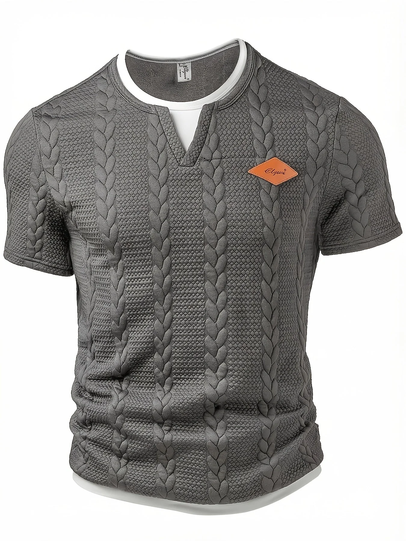 T-shirt homme col rond style torsadé décontracté pour loisirs et sorties - Image 2