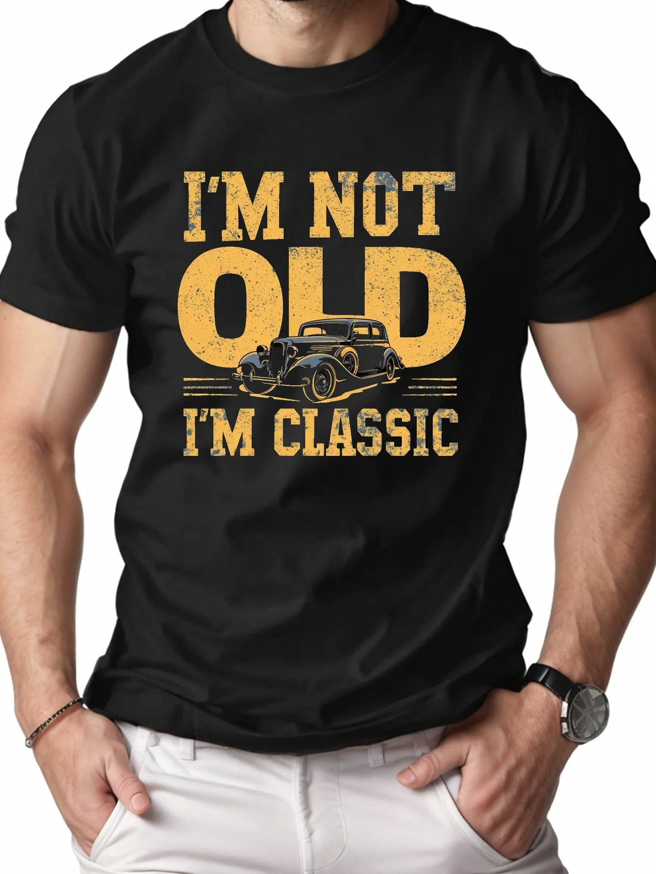 T-shirt homme humour rétro classique – Cadeau vintage pour passionnés d'automobile - Image 4