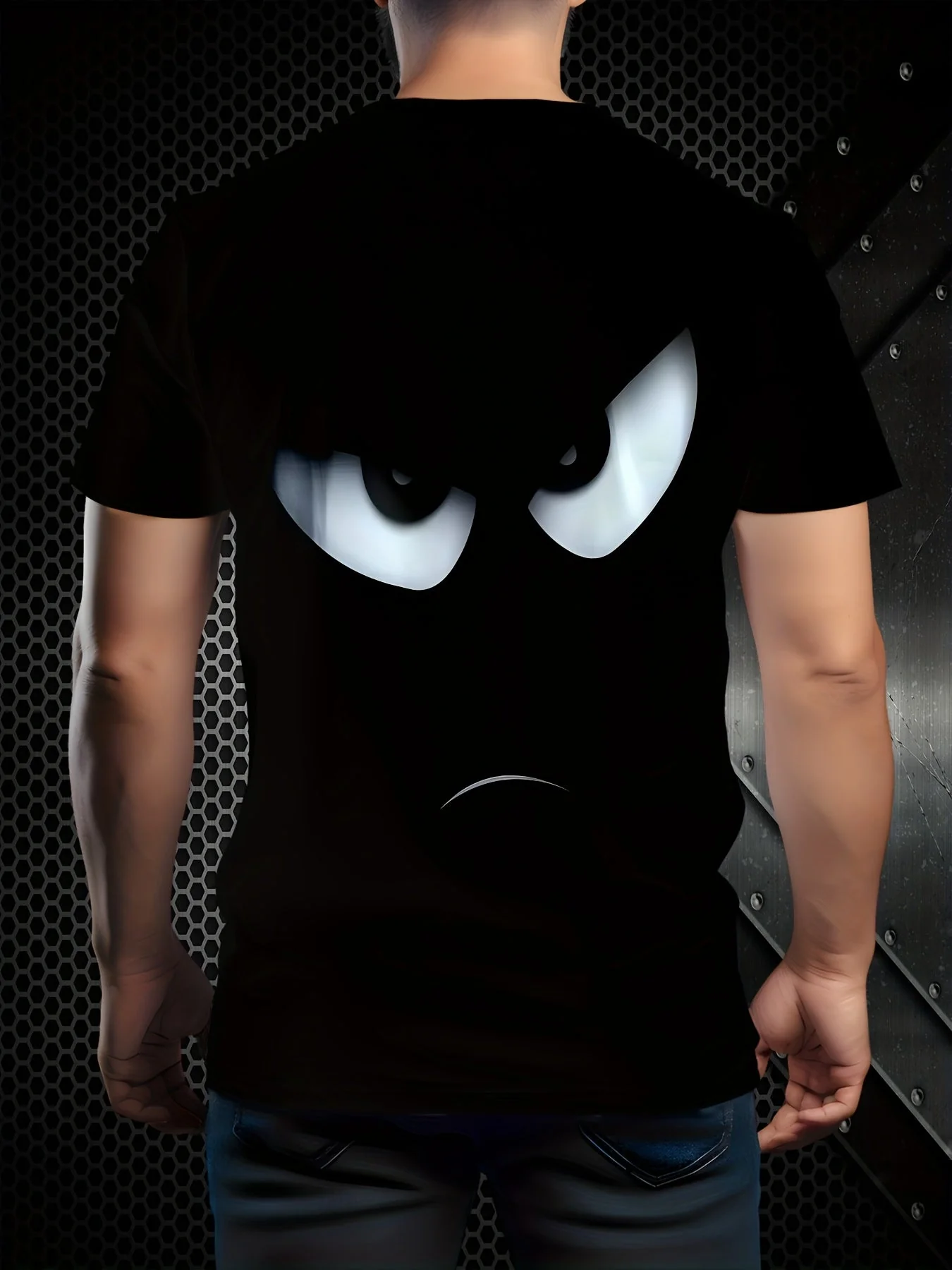 T-shirt Homme Motif Regard Intense Style Décontracté Idéal Quotidien - Image 2