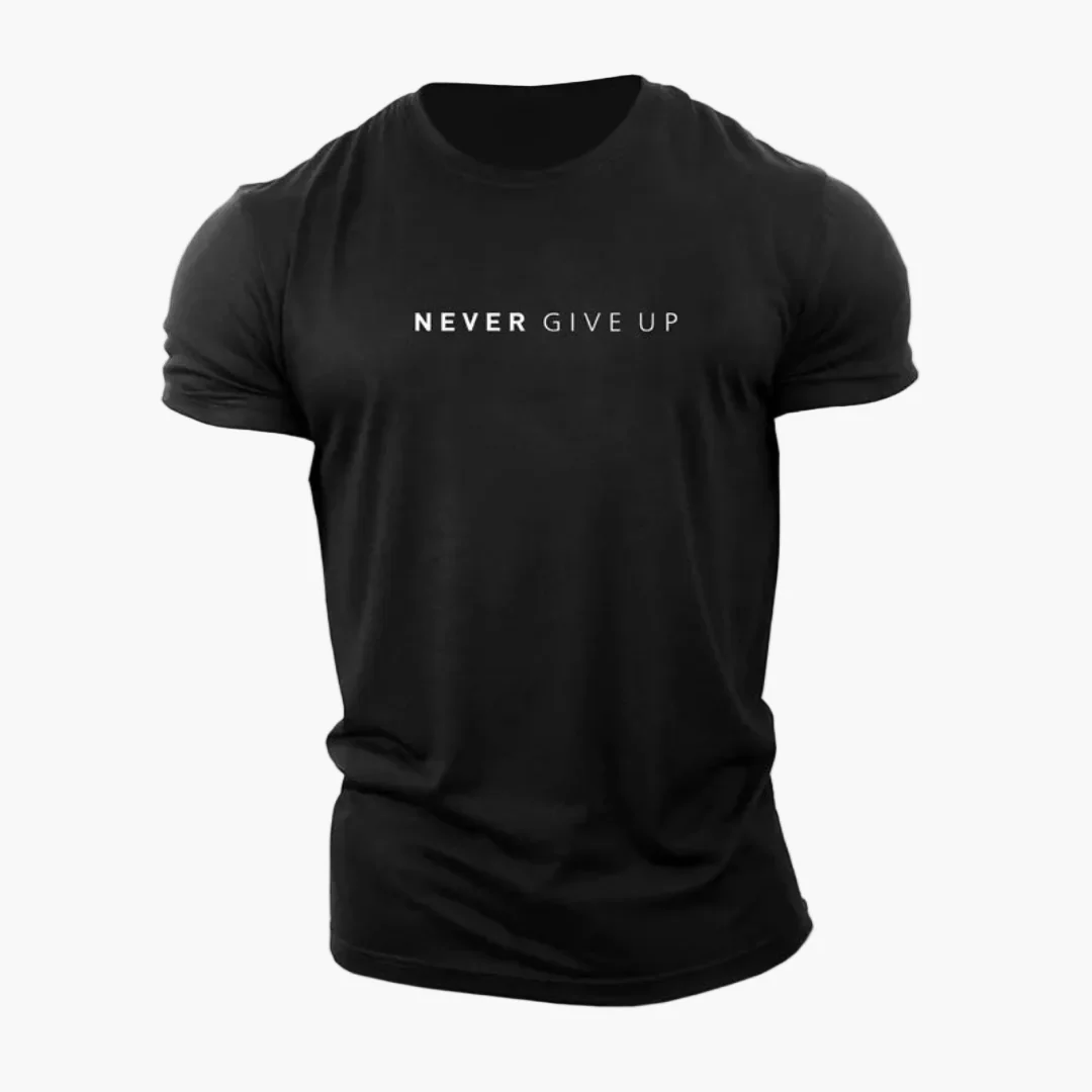 T-shirt homme motivation style décontracté - message NEVER GIVE UP - Image 3
