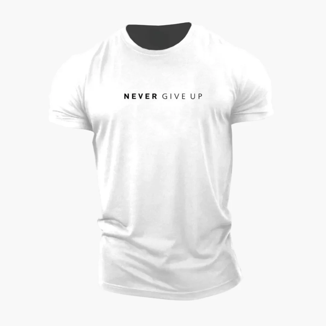 T-shirt homme motivation style décontracté - message NEVER GIVE UP - Image 4