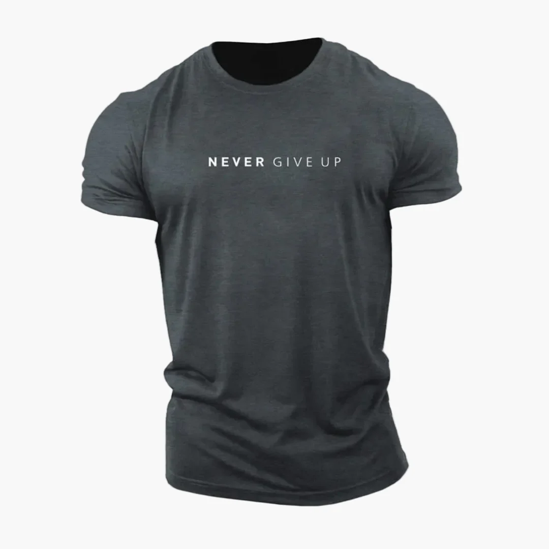 T-shirt homme motivation style décontracté - message NEVER GIVE UP - Image 5