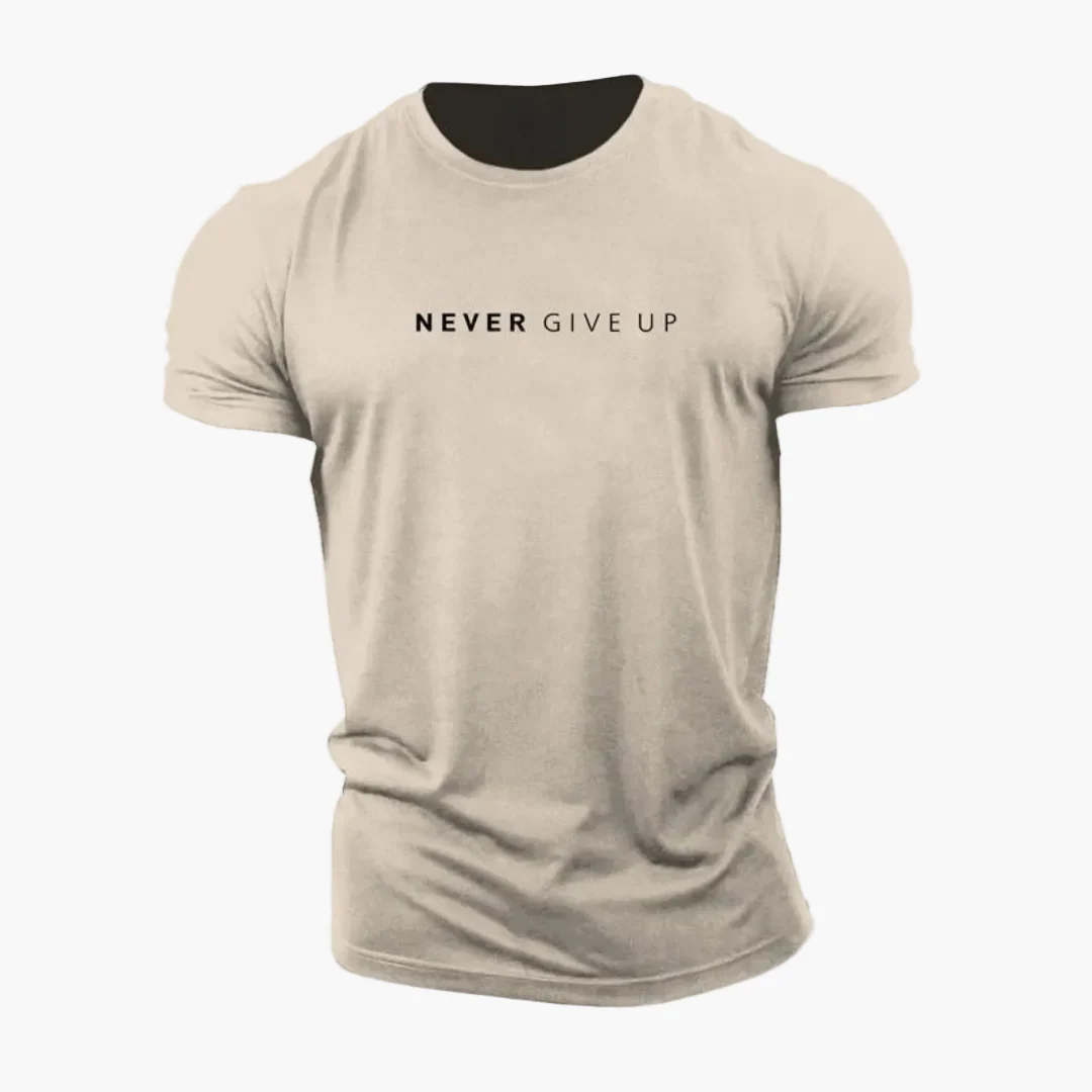 T-shirt homme motivation style décontracté - message NEVER GIVE UP - Image 6