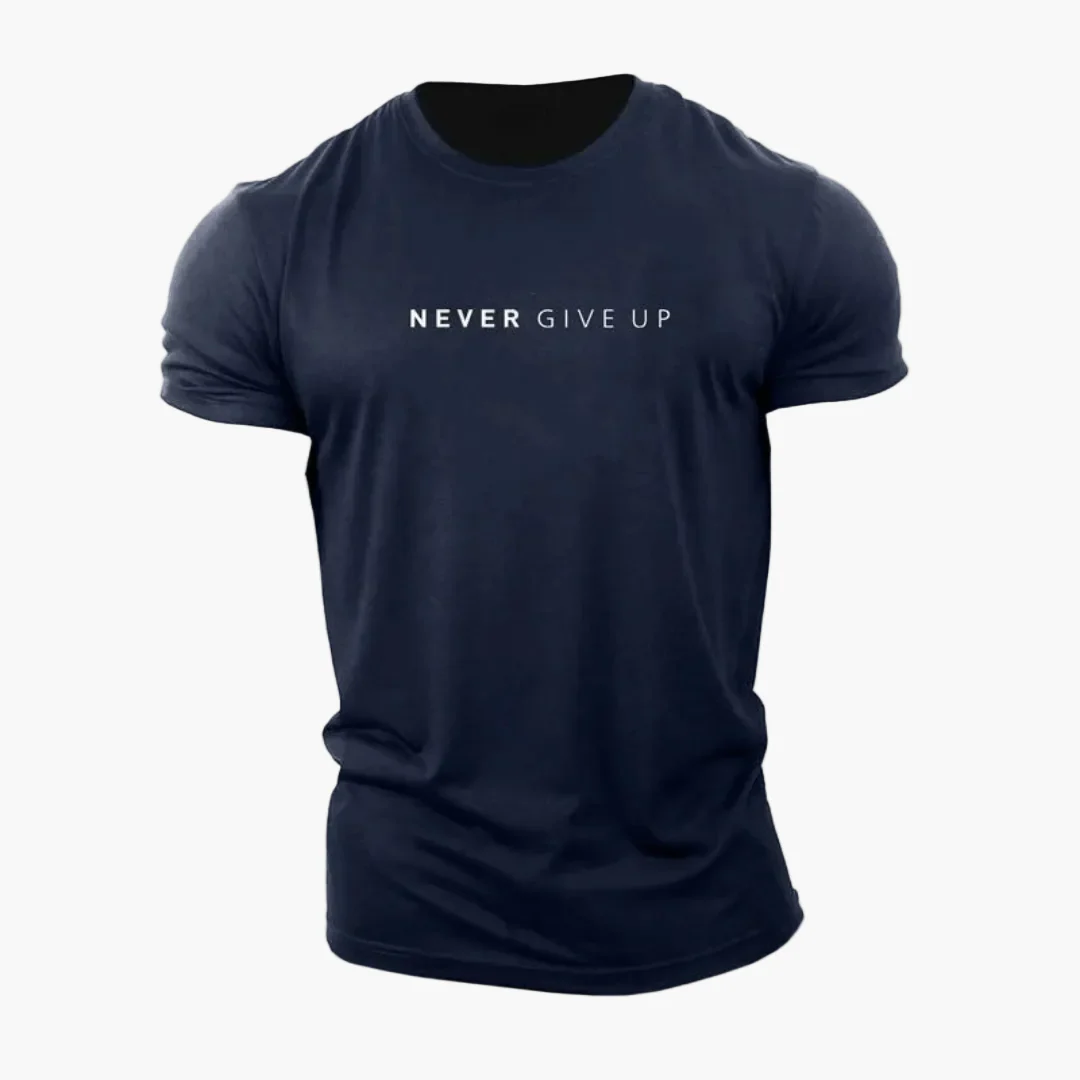 T-shirt homme motivation style décontracté - message NEVER GIVE UP - Image 7