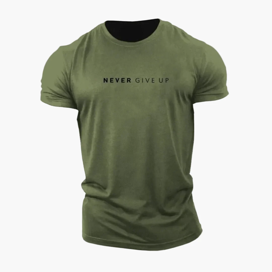 T-shirt homme motivation style décontracté - message NEVER GIVE UP - Image 9