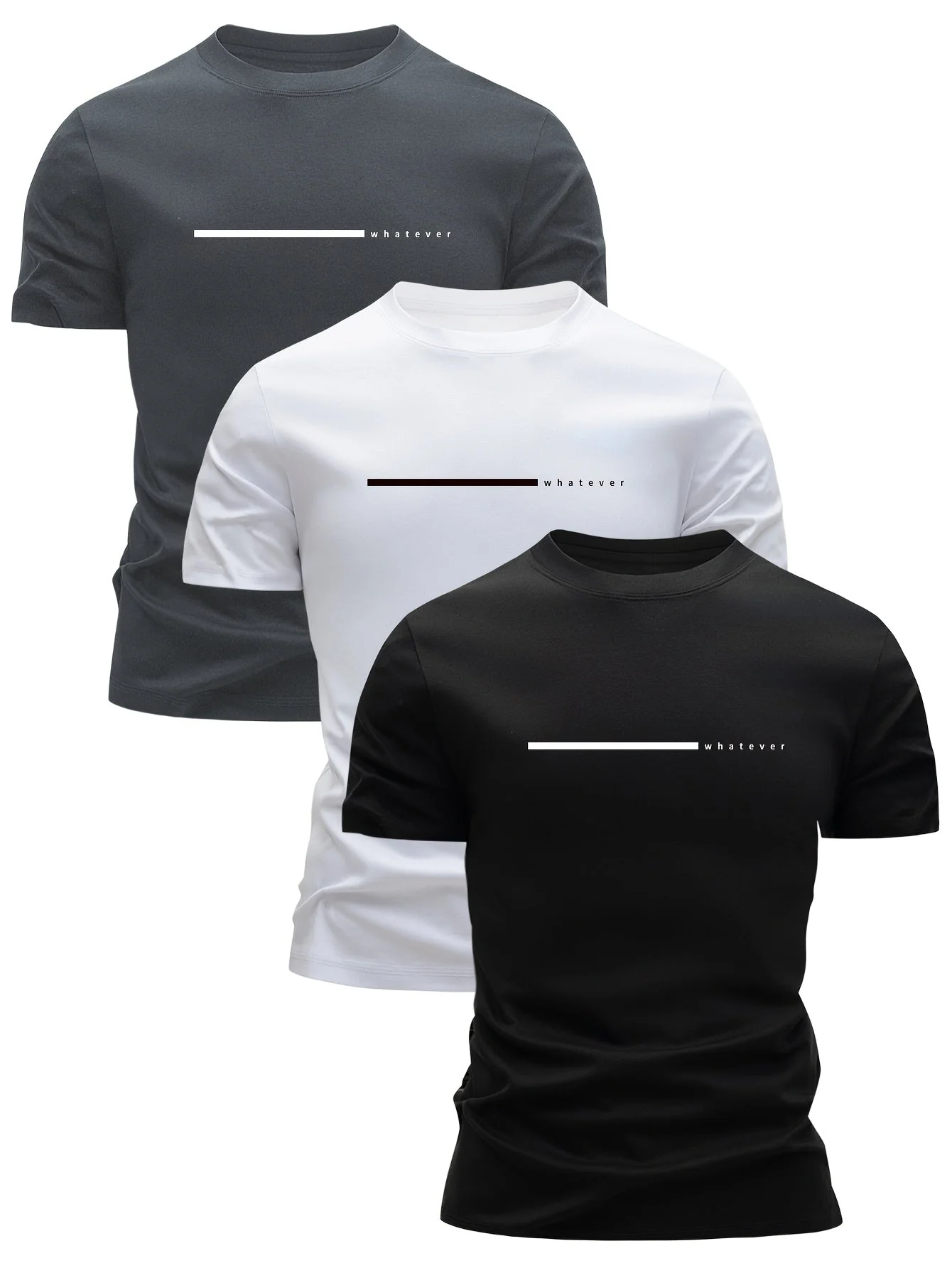 T-shirt homme style décontracté « whatever » imprimé moderne pour tous les jours - Image 2