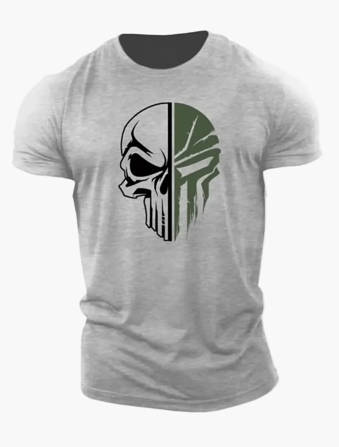 T-shirt homme style militaire avec crâne 3D, coupe décontractée pour sport et loisirs - Image 4