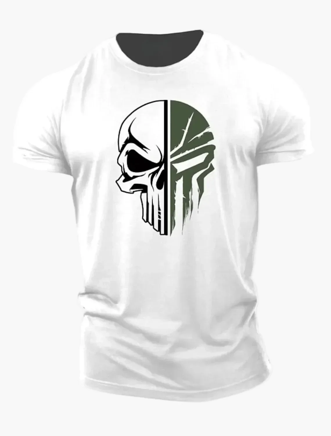 T-shirt homme style militaire avec crâne 3D, coupe décontractée pour sport et loisirs - Image 5